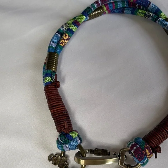 Colorful Woven Dog Collar with Charms - Picture 3 of 10